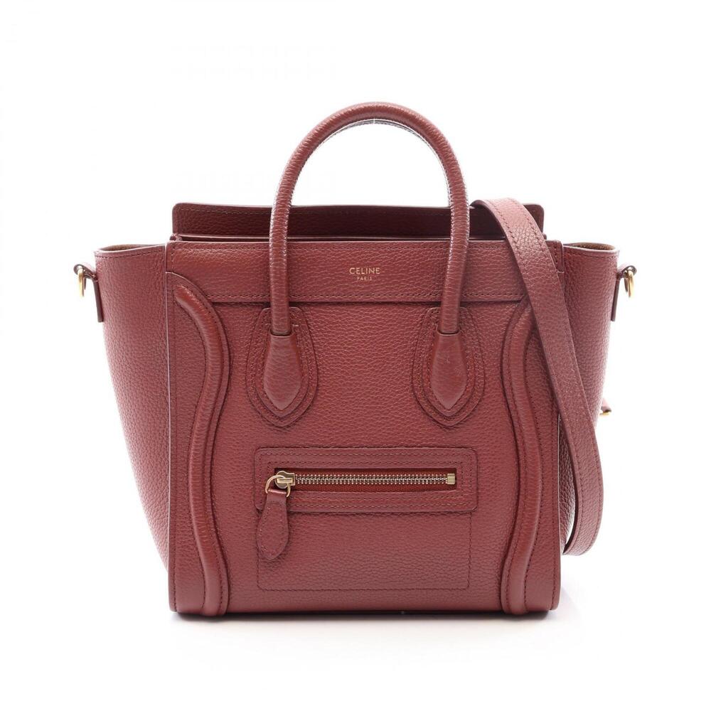 Celine Luggage Nano Shopper 2-Way Handbag, Leather, Women's, Bordeaux